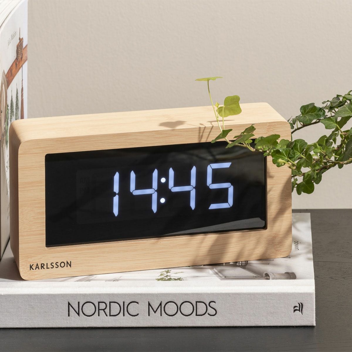 KARLSSON カールソン Table clock Boxed LED light wood veneer