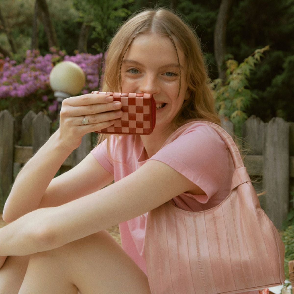 double quotes ダブルクォーツ Checker board card wallet Cherry Bomb