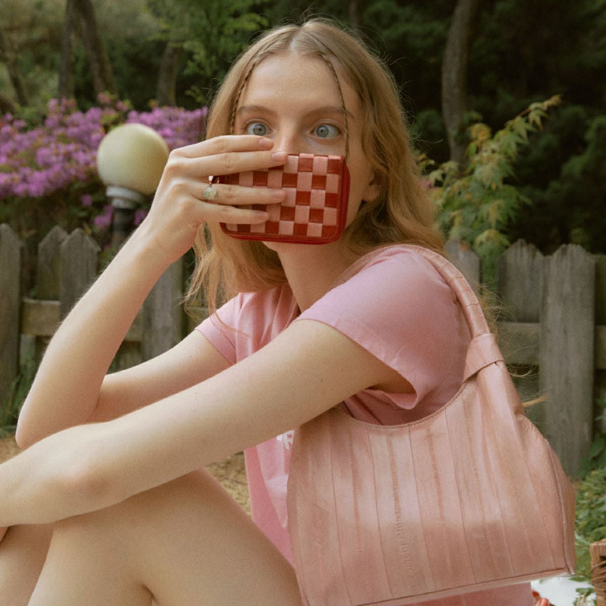 double quotes ダブルクォーツ Checker board card wallet Cherry Bomb