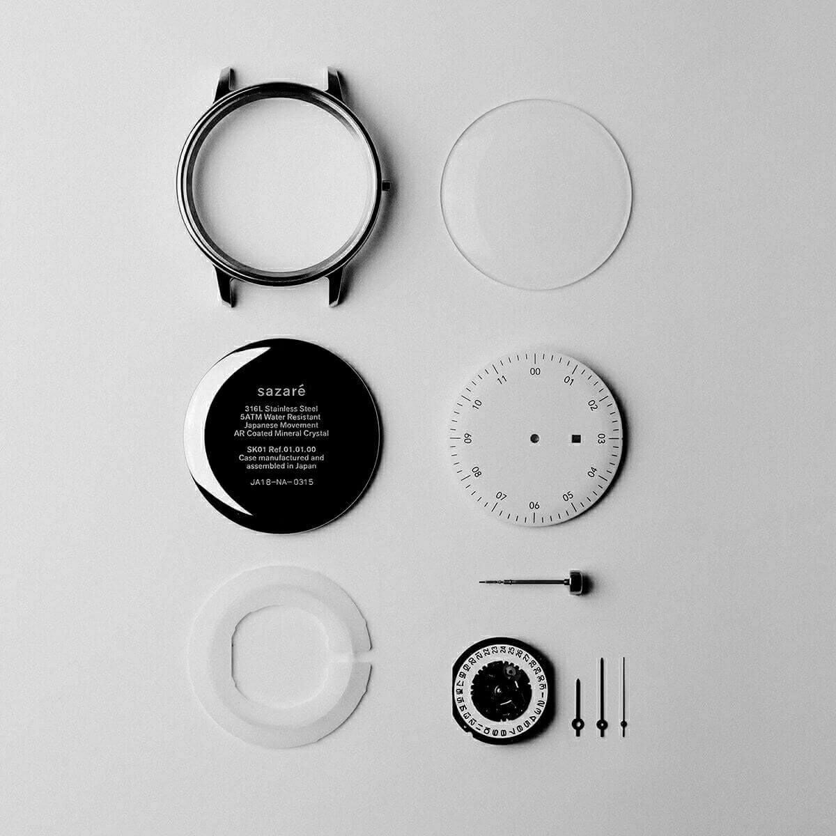 sazare さざれ SK01 / SS SILVER MIRROR FINISH / WHITE DIAL / SILVER
