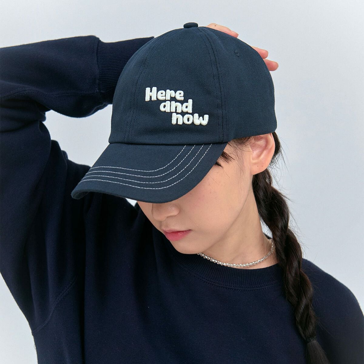 elldu エルドゥ Here and now stitch Ball cap - Navy | elldu