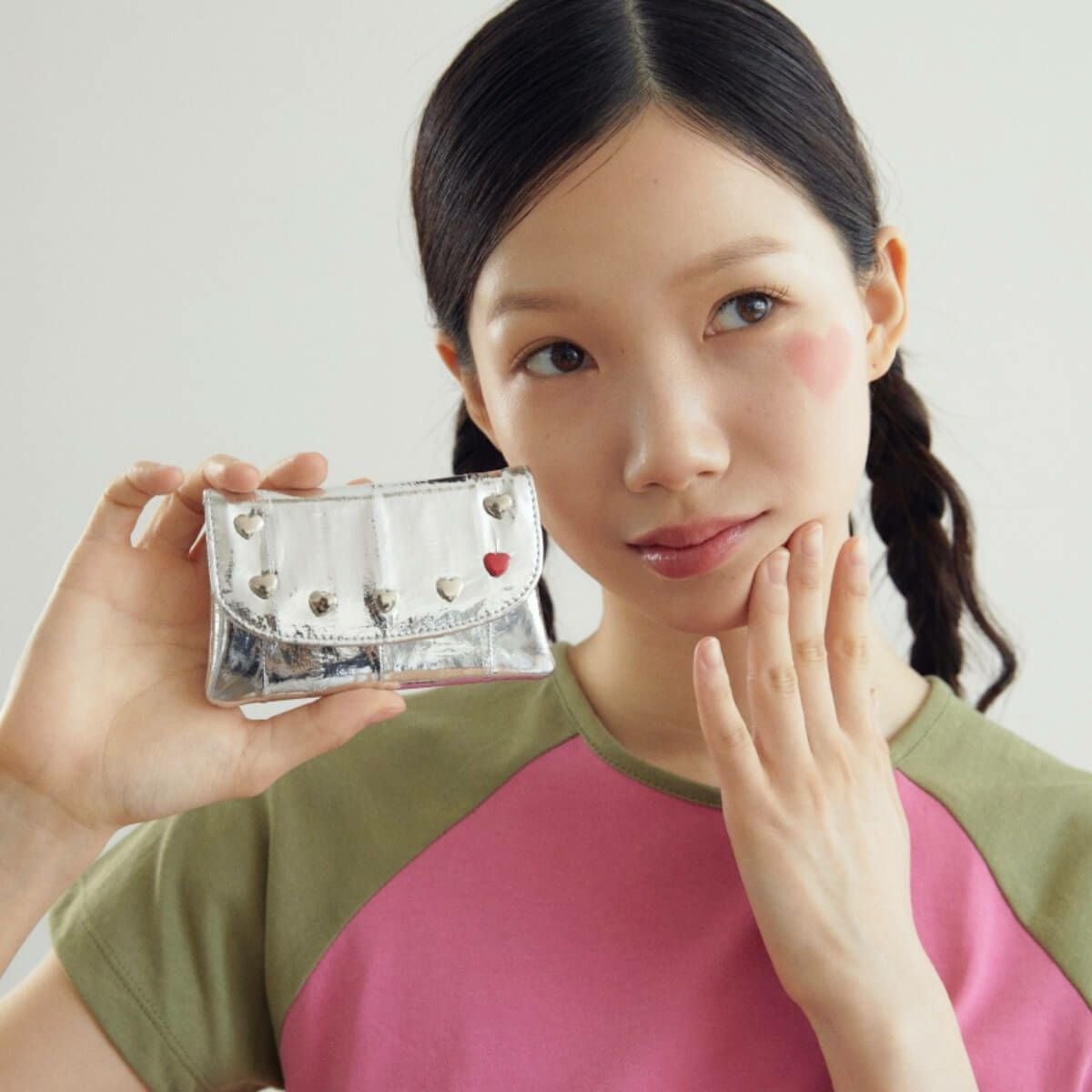 double quotes ダブルクォーツ Simple Card holder LOVE silver